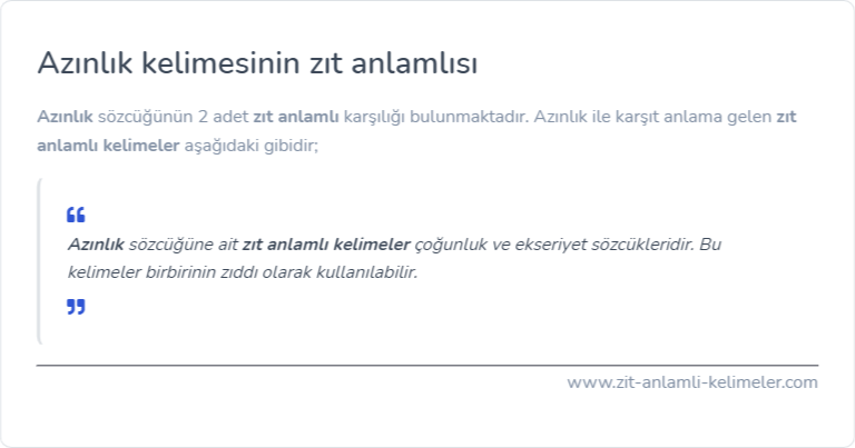 Azınlık zıt anlamlısı nedir?