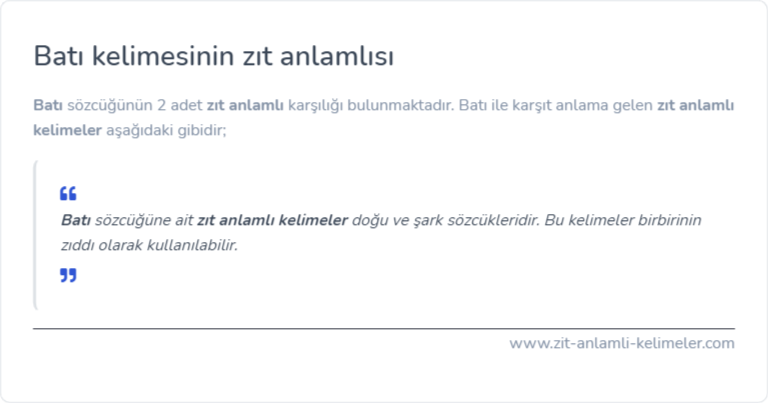 Batı zıt anlamlısı ne?