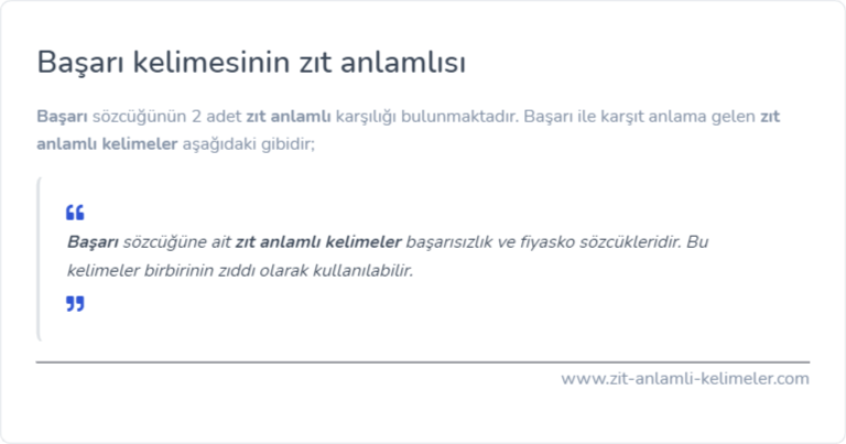 Başarı kelimesinin zıt anlamlısı