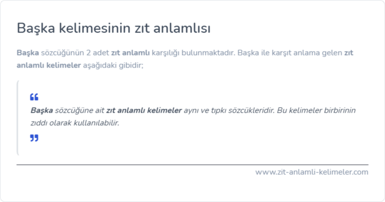 Başka kelimesinin zıt anlamlısı ne?