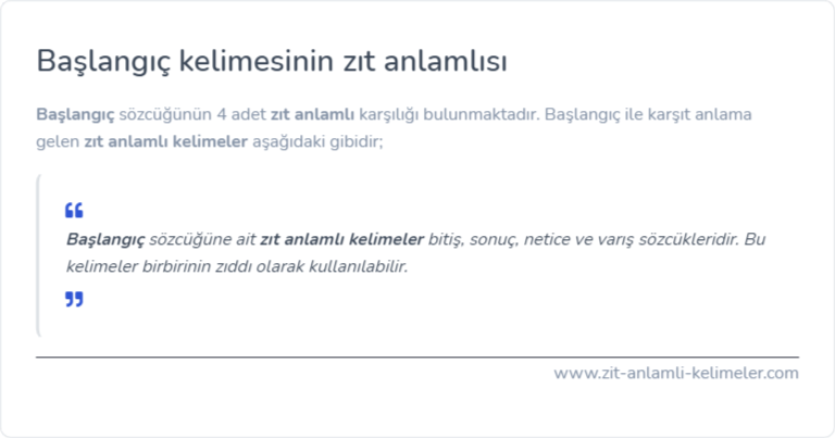 Başlangıç zıt anlamlısı