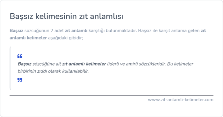 Başsız kelimesinin zıt anlamlısı nedir?