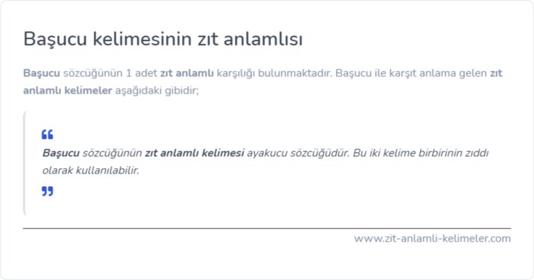 Başucu kelimesinin zıt anlamlısı nedir?