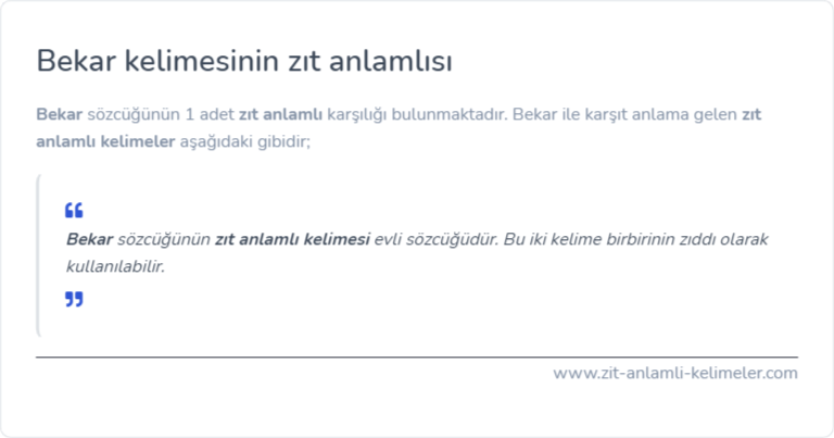 Bekar zıt anlamlısı