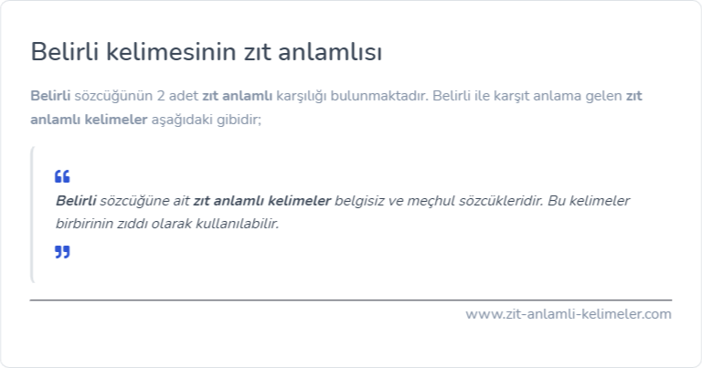 Belirli zıt anlamlısı