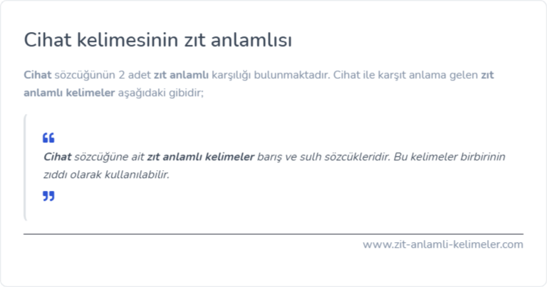 Cihat zıt anlamlısı ne?