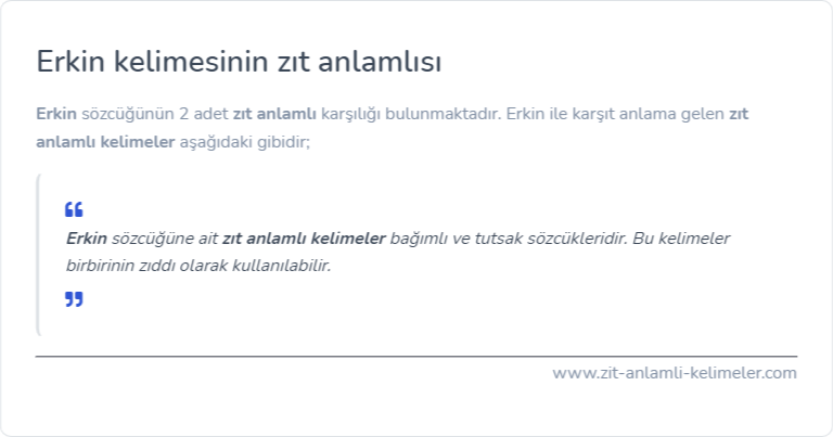 Erkin kelimesinin zıt anlamlısı ne?