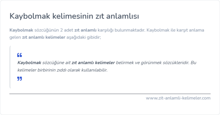 Kaybolmak zıt anlamlısı ne?