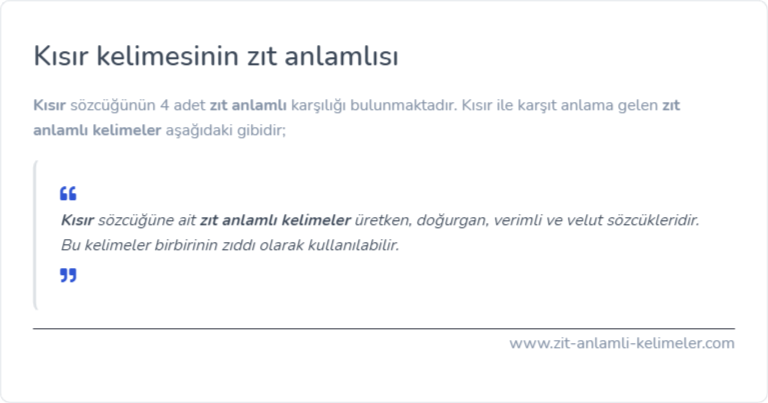Kısır zıt anlamlısı ne?