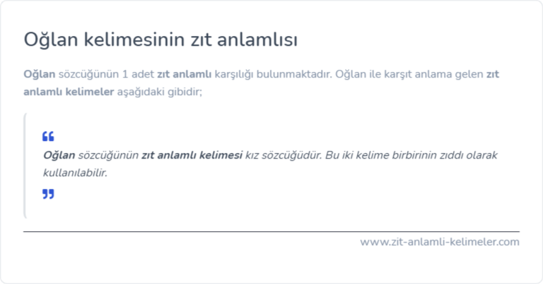 Oğlan zıt anlamlısı ne?