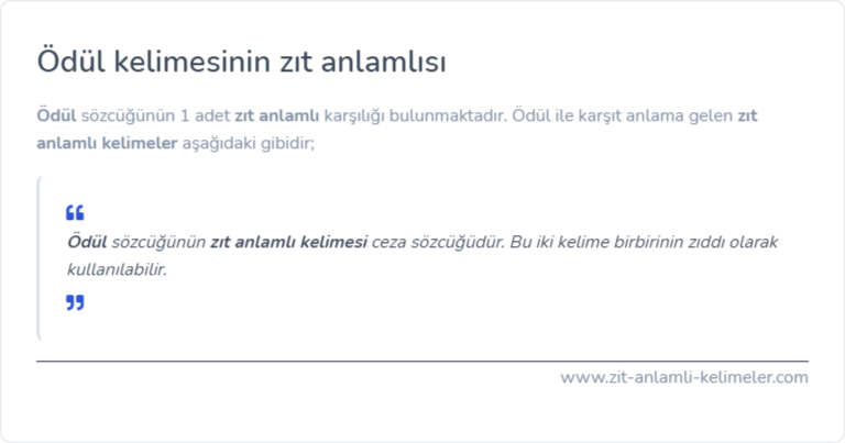 Ödül zıt anlamlısı ne?