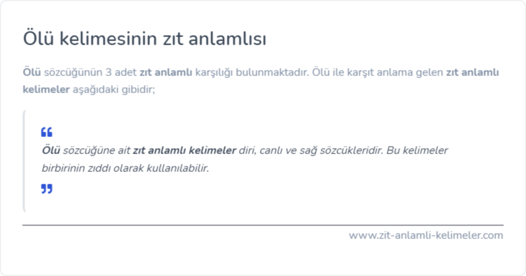 Ölü zıt anlamlısı