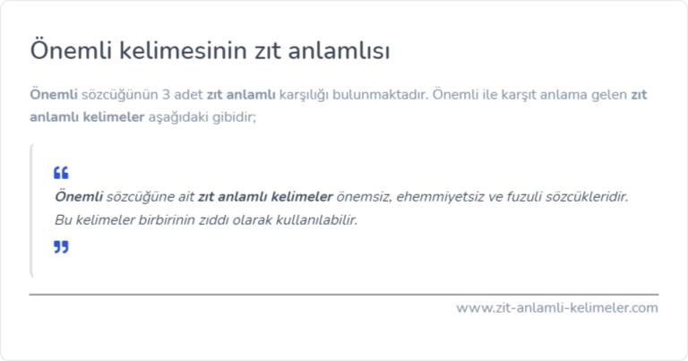 Önemli zıt anlamlısı ne?