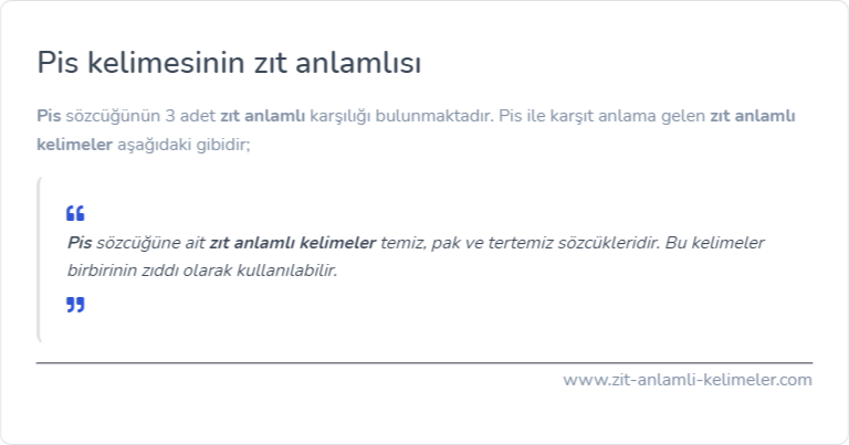 Pis zıt anlamlısı nedir?