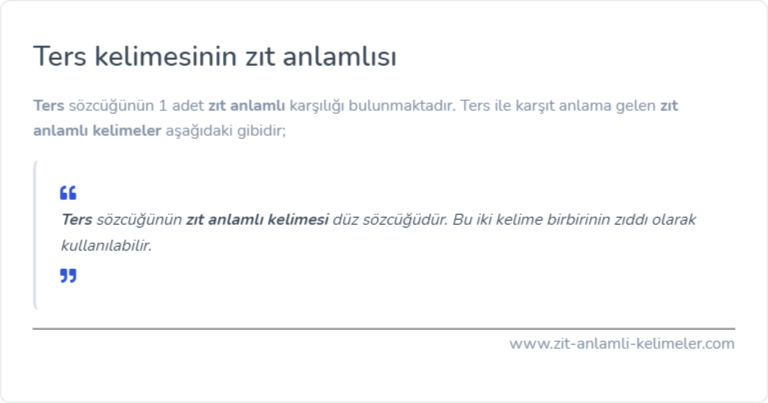 Ters zıt anlamlısı