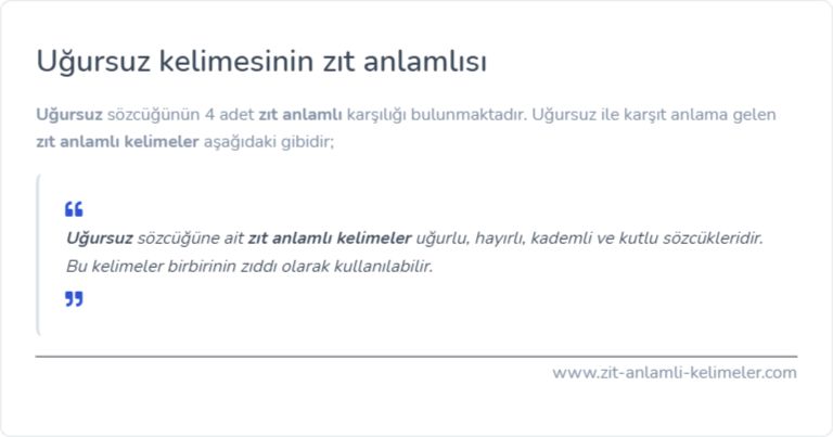 Uğursuz zıt anlamlısı