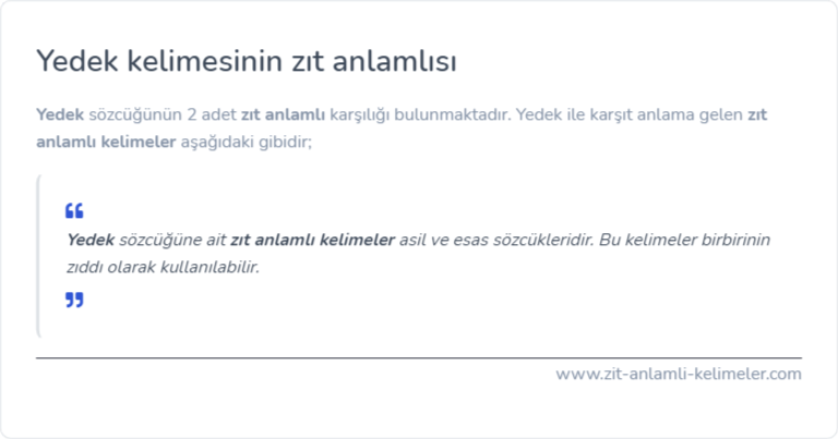 Yedek kelimesinin zıt anlamlısı