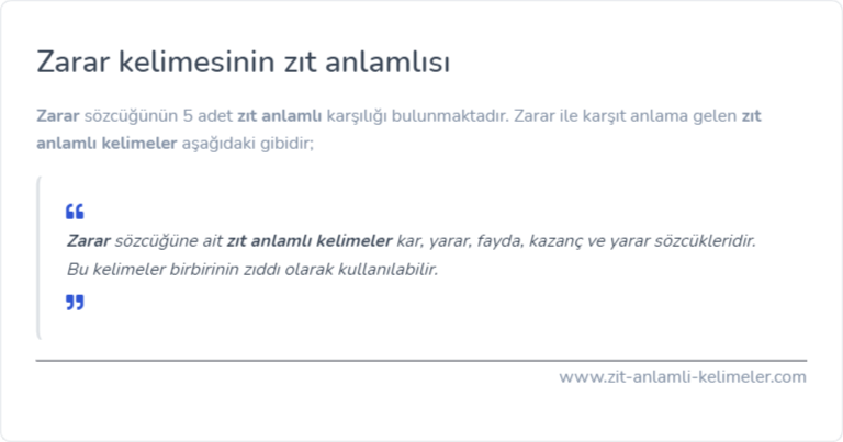 Zarar zıt anlamlısı